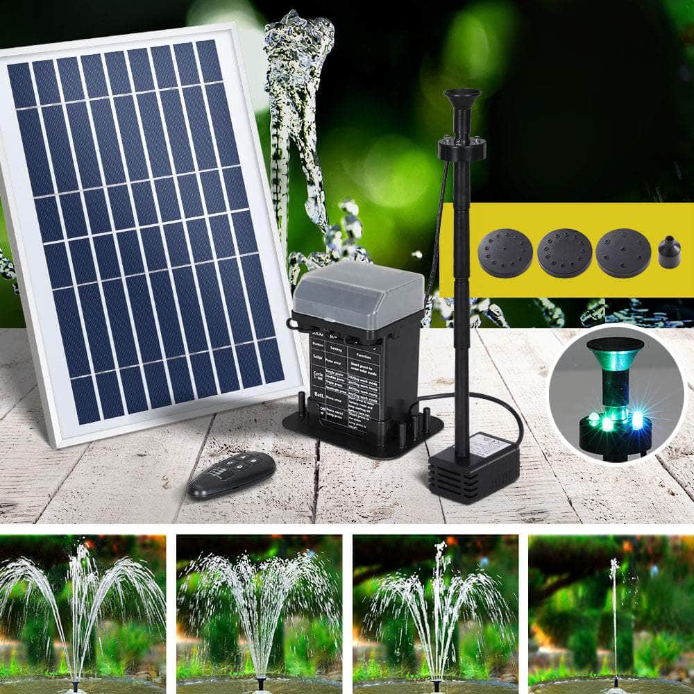 Solar Pond Pump With Battery Kit Led Lights 5.2Ft