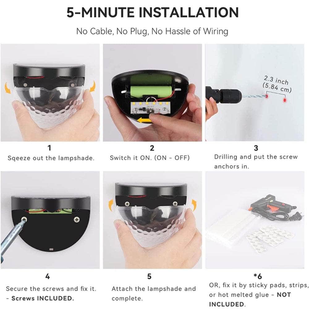 Solar Powered Led Wall Fence Lamp Lights