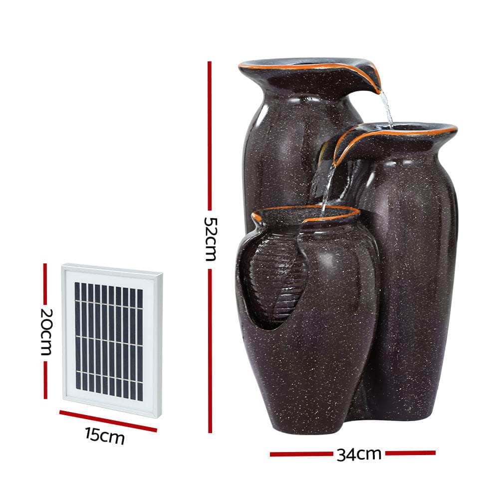 76cm Solar Cascading Water Fountain LED Garden Feature Grey, Lights Outdoor Tired
