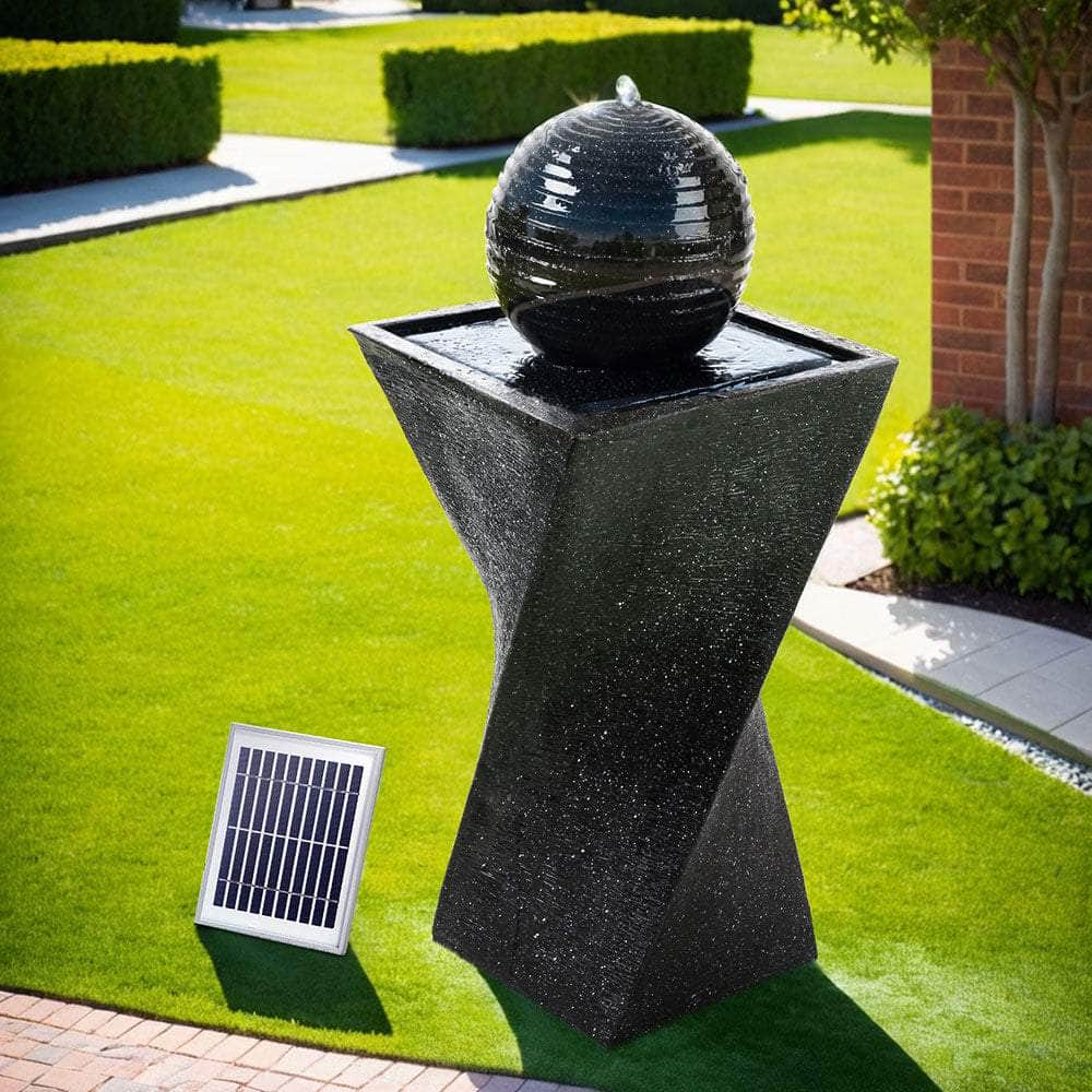 Solar Water Feature With Led Lights Black 85Cm