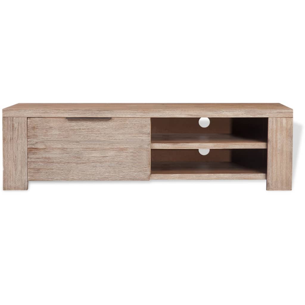 Solid Brushed Acacia Wood TV Cabinet Stand 140cm Entertainment Unit