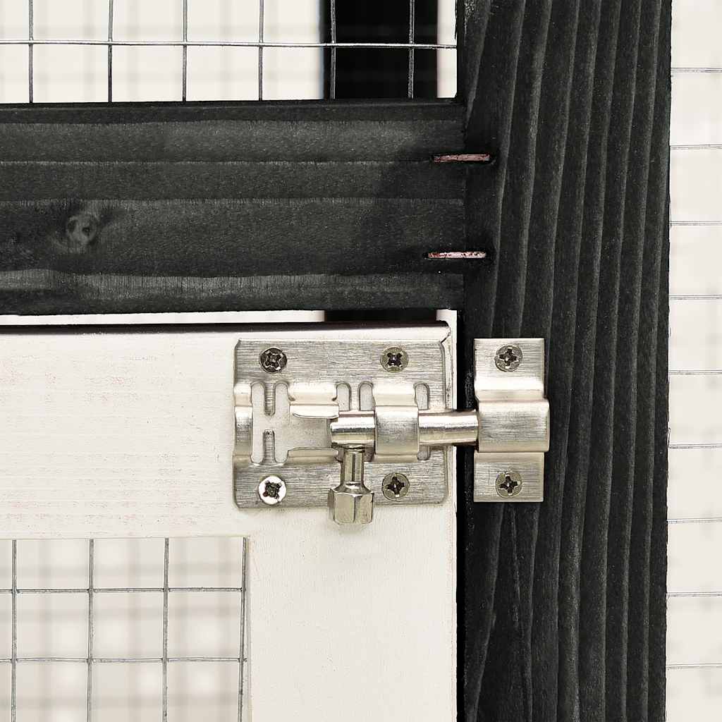 Solid Firwood Rabbit Hutch Grey & White 140x63x120cm Pet House