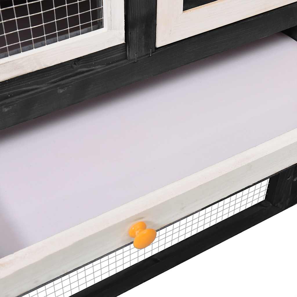 Solid Firwood Rabbit Hutch Grey & White 140x63x120cm Pet House