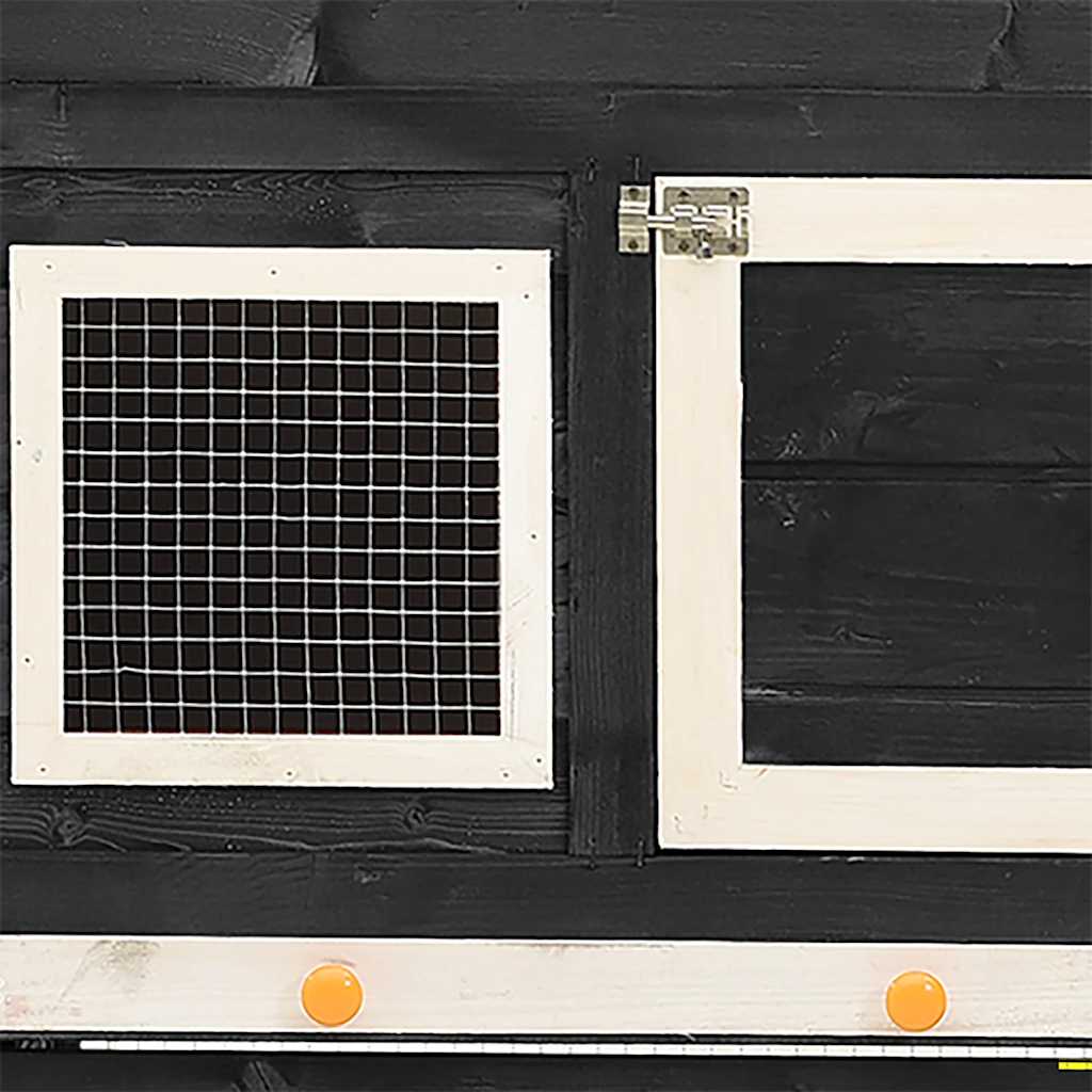 Solid Firwood Rabbit Hutch Grey & White 140x63x120cm Pet House