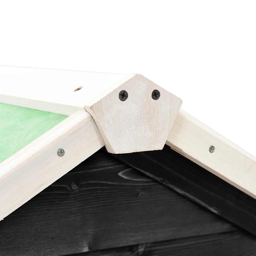 Solid Firwood Rabbit Hutch Grey & White 140x63x120cm Pet House