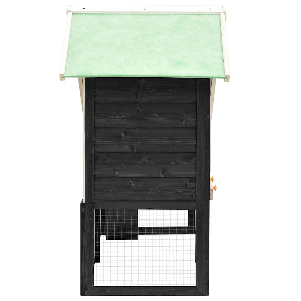 Solid Firwood Rabbit Hutch Grey & White 140x63x120cm Pet House