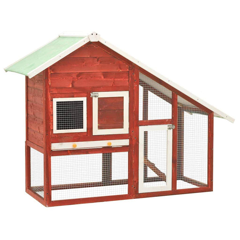 Solid Firwood Red & White Cabinet 140x63x120cm Storage Unit