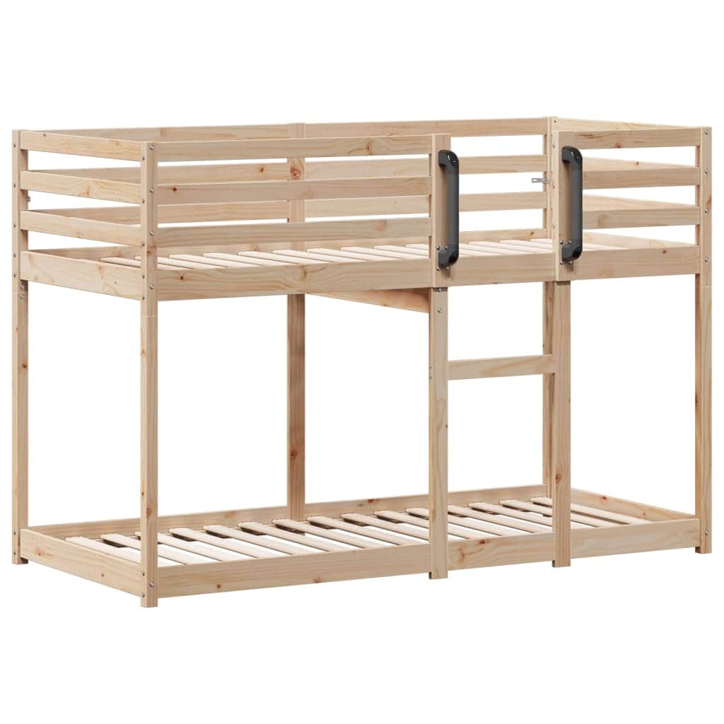 Solid Pine Bunk Bed for Kids with Guardrails and Slatted Base