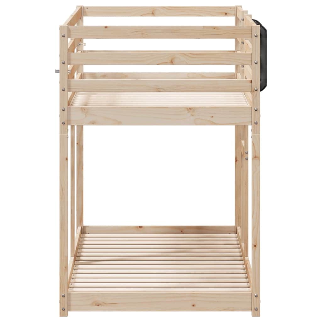 Solid Pine Bunk Bed for Kids with Guardrails and Slatted Base