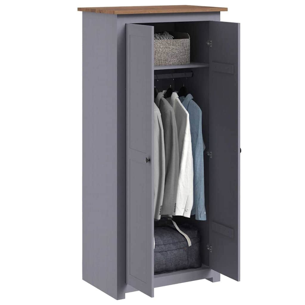 Solid Pine Wood Wardrobe Cabinet Panama Range Clothes Storage with Hanging Rail