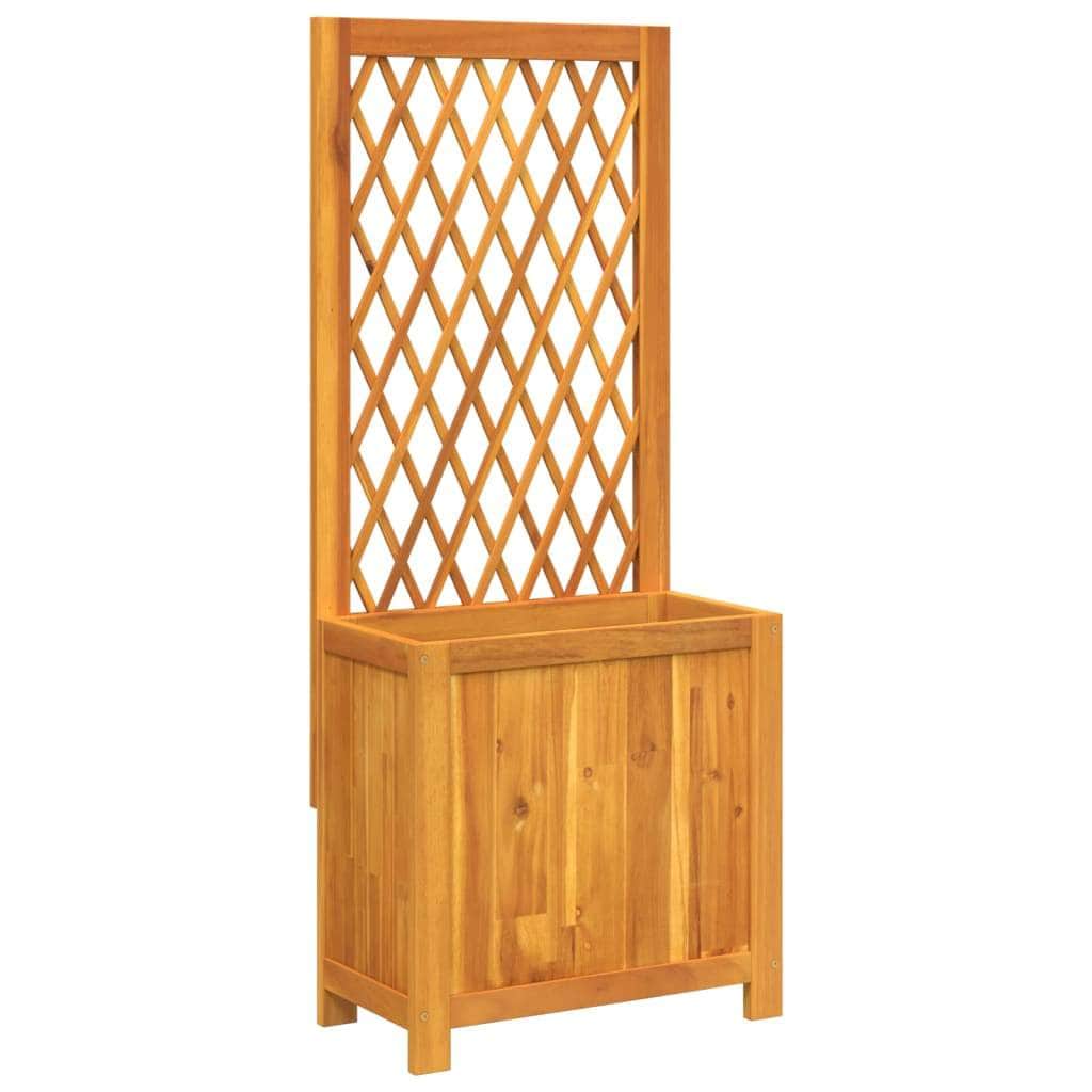 Solid Wood Acacia Planter with Trellis