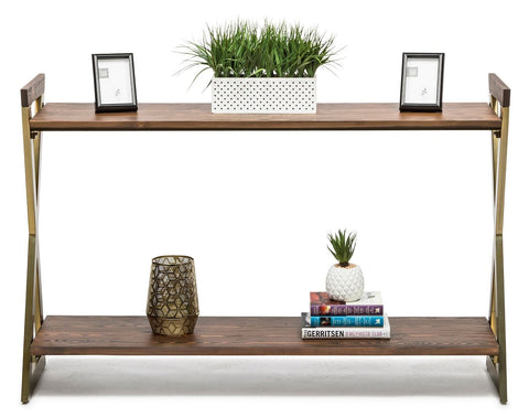 Solid Wood Entryway Console Table with Storage Shelves