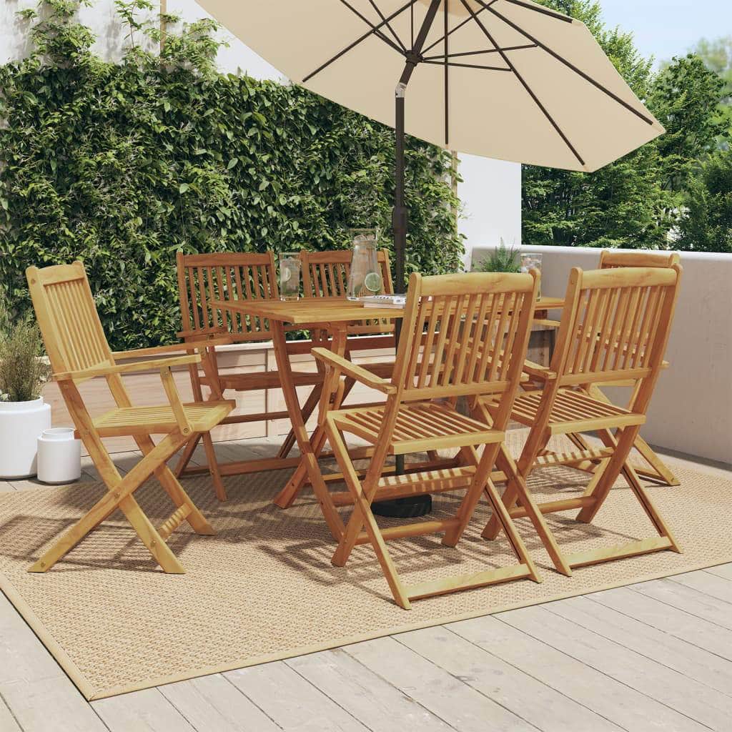 Solid Wood Eucalyptus 7-Piece Garden Dining Set