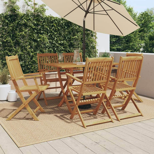 Solid Wood Eucalyptus 7-Piece Garden Dining Set