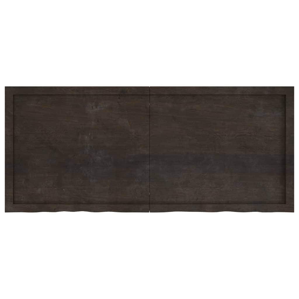 Sophisticated Oak Fusion: Dark Grey Treated Solid Wood Table Top
