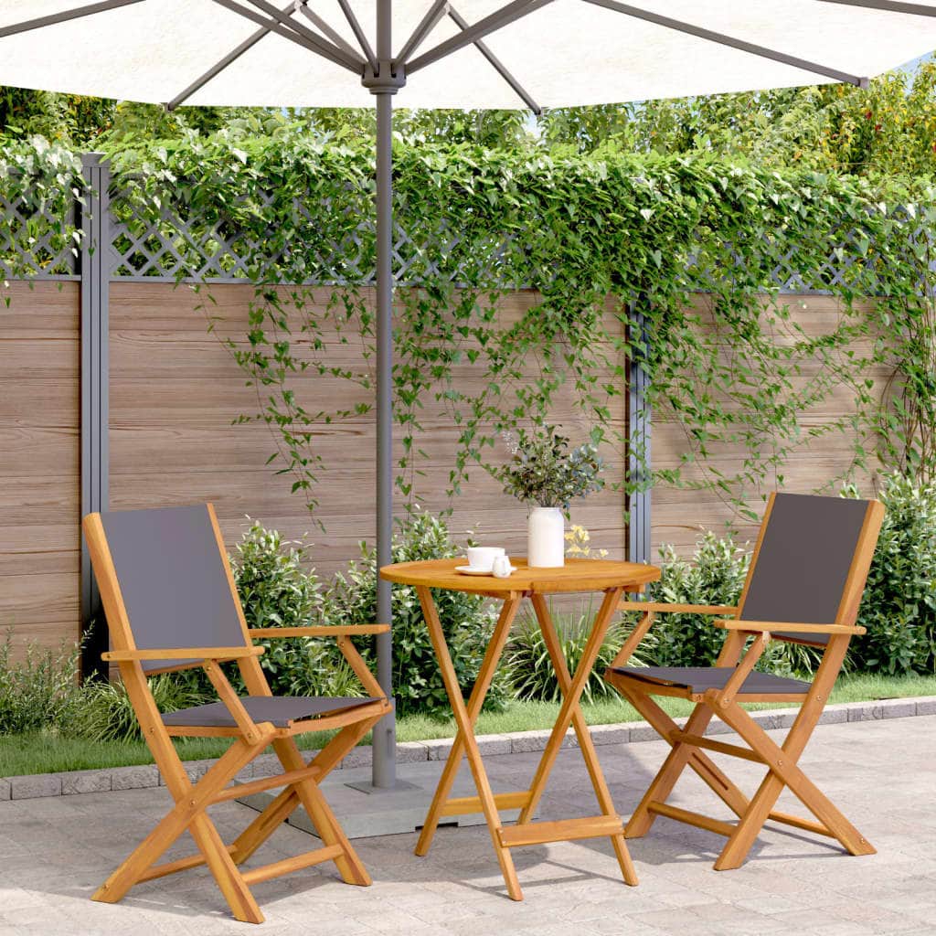 Space Saving 3 Piece Bistro Set Anthracite Relaxing Seating Summer