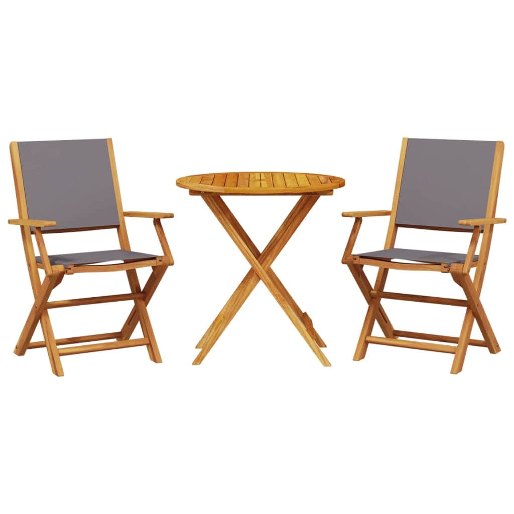 Space Saving 3 Piece Bistro Set Anthracite Relaxing Seating Summer