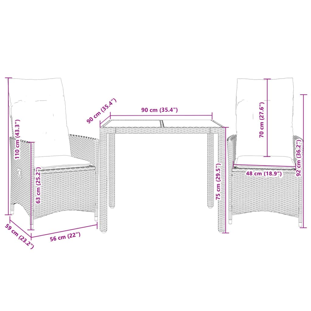 Space Saving 3 Piece Bistro Set with Relaxing Seating Evening