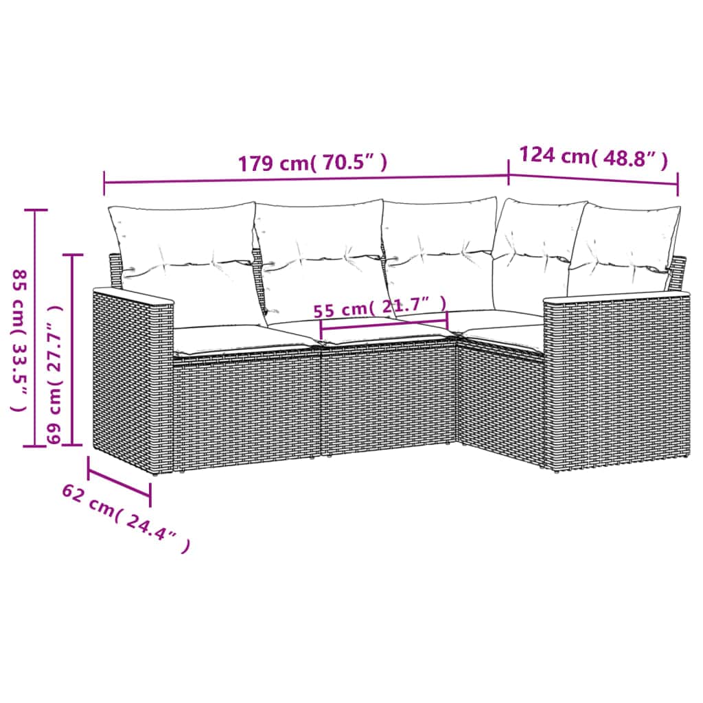 Space Saving 4 Piece Garden Sofa Set Home Decor Accent Outdoor Living