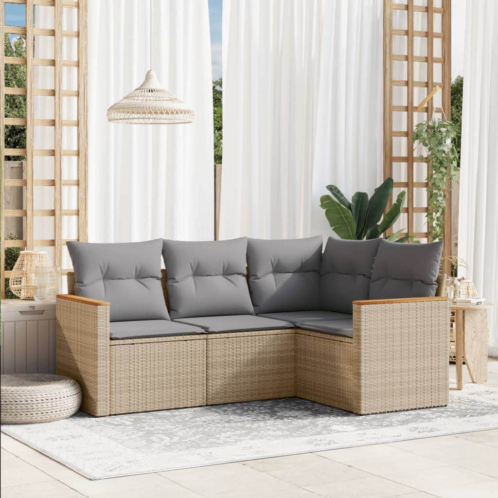 Space Saving 4 Piece Garden Sofa Set Home Decor Accent Outdoor Living