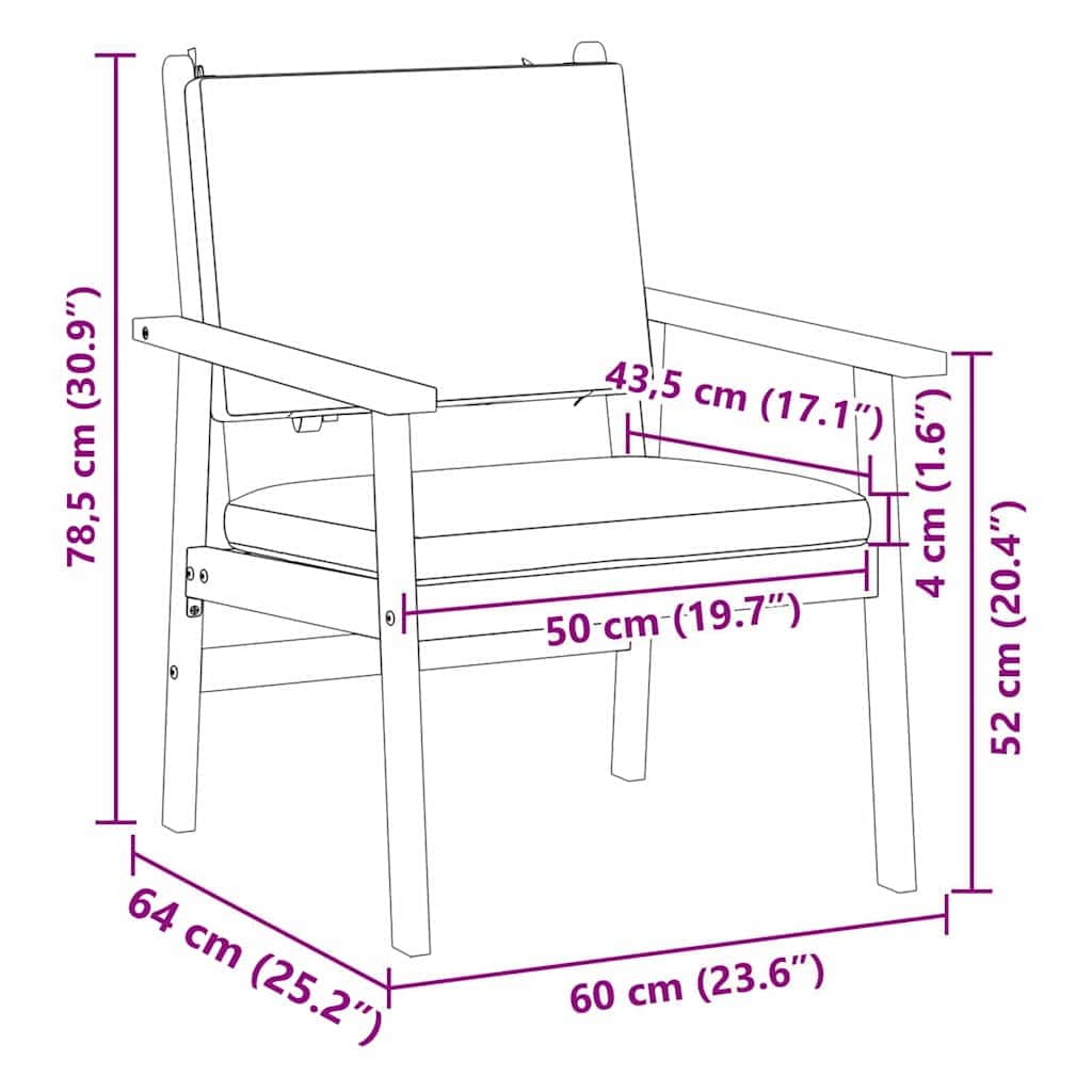 Space Saving Garden Chair with Cushion 2 Outdoor Retreat Evening