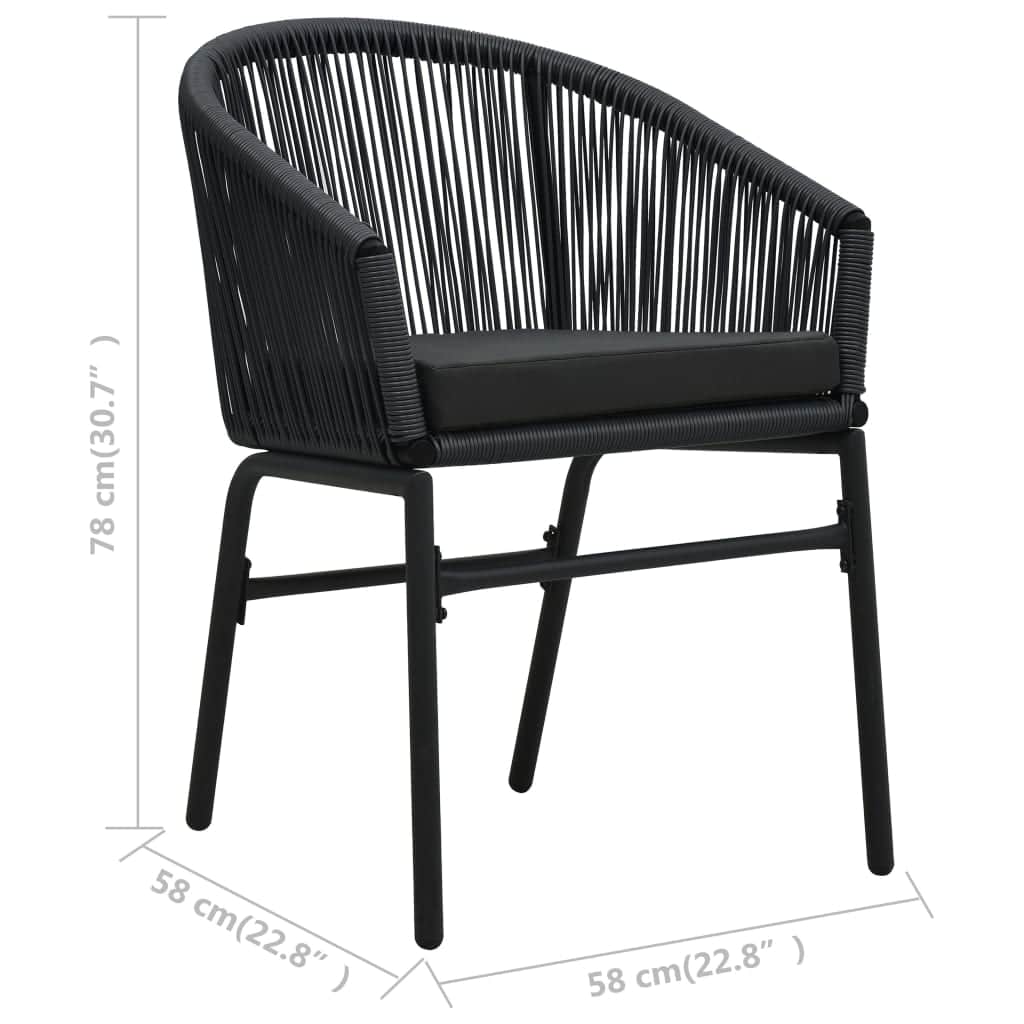 Space Saving Garden Chairs 2 pcs Black Home Use Modern Living