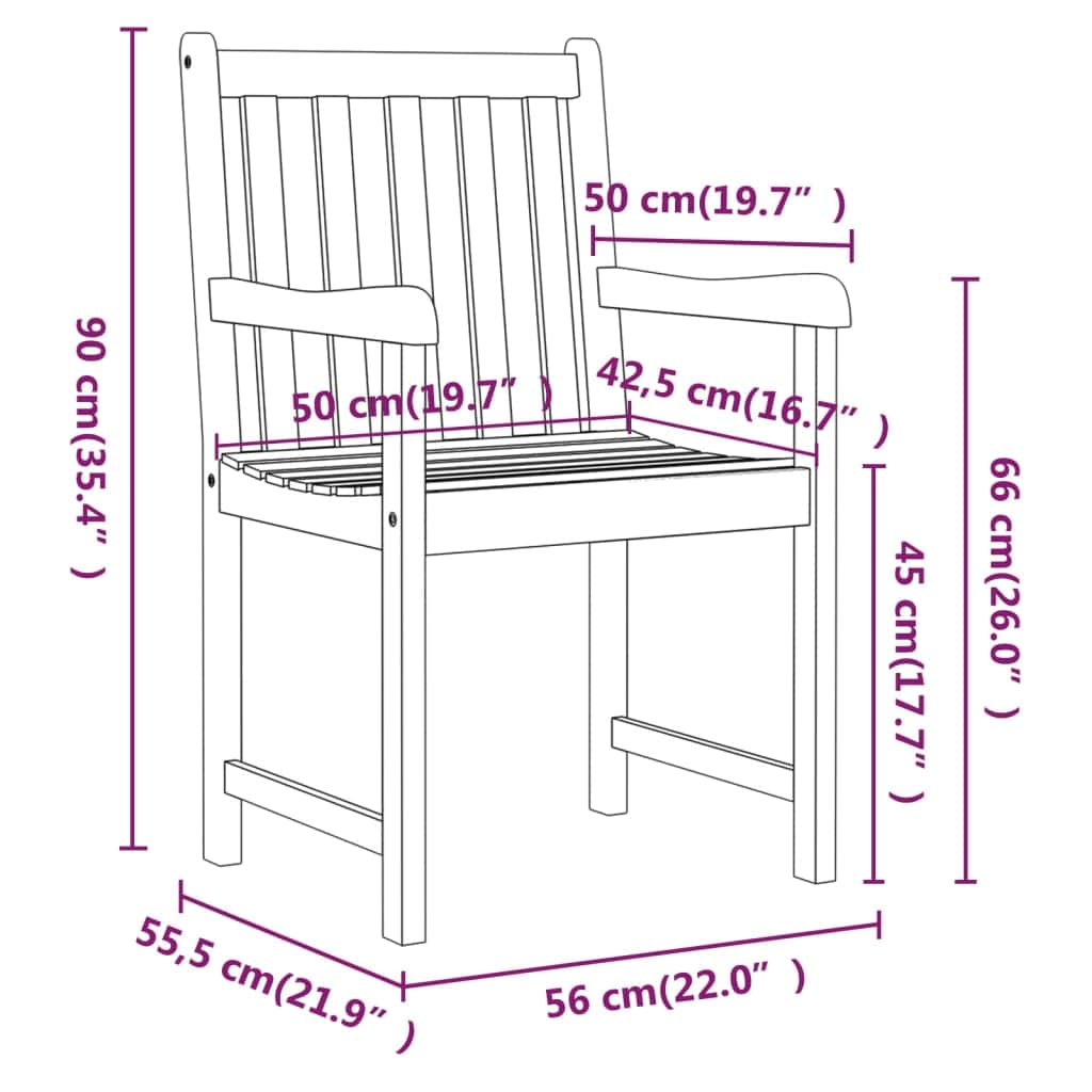 Space Saving Garden Chairs 2 pcs Solid Lounge Area Patio Relax