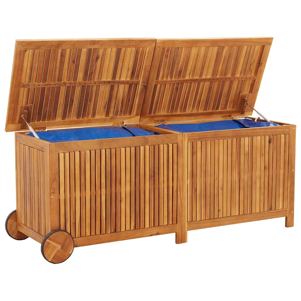 Space Saving Garden Storage Box with Wheels Patio Setup Garden Leisure