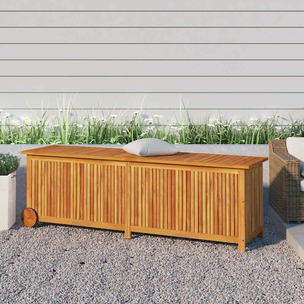 Space Saving Garden Storage Box with Wheels Patio Setup Garden Leisure