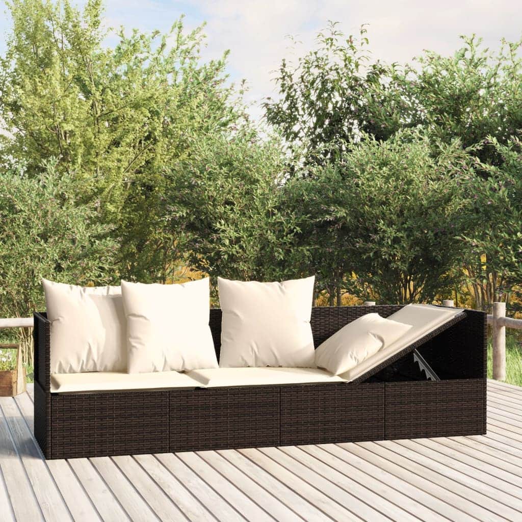 Space Saving Outdoor Lounge Bed with Cushions Daily Living Essential Essentials