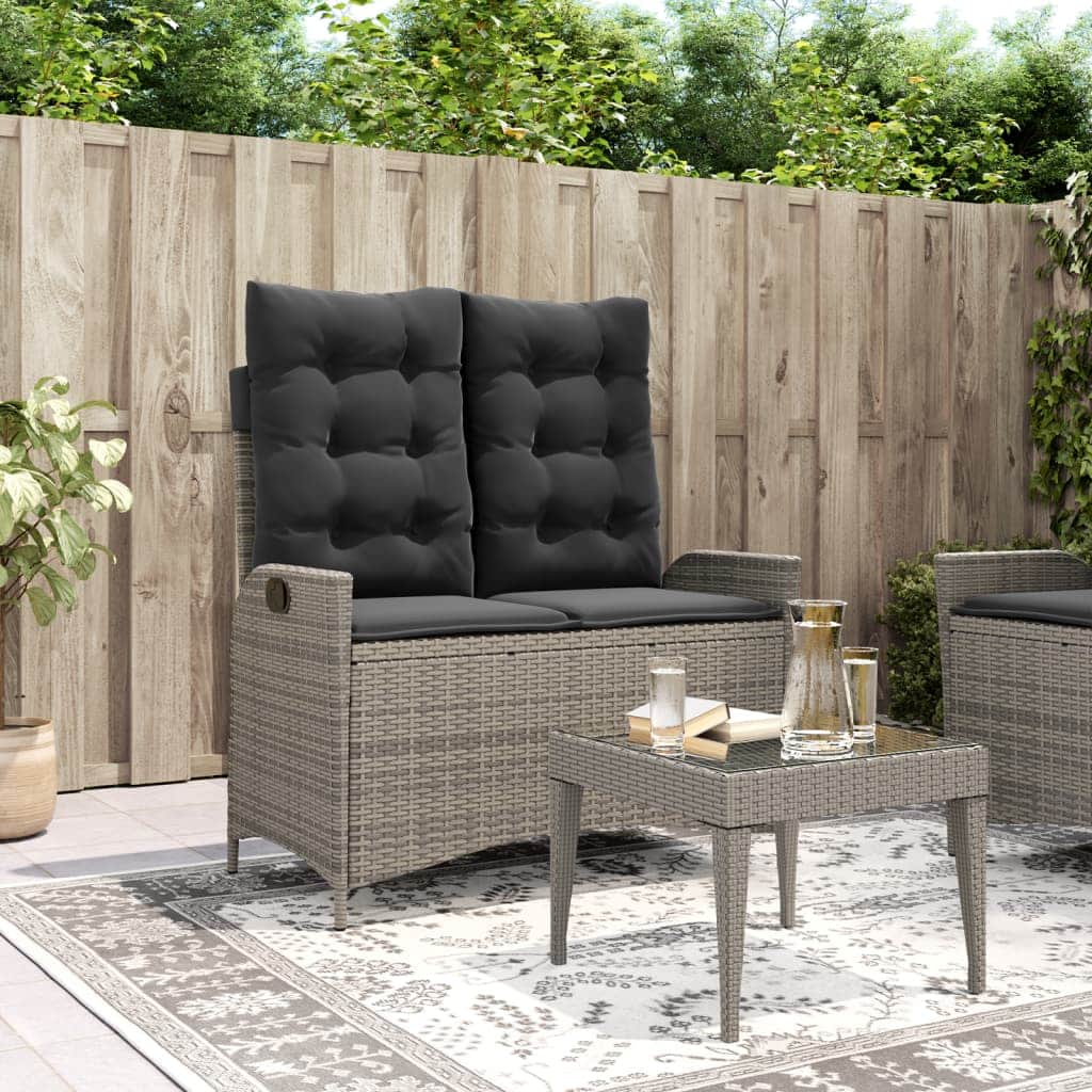 Space Saving Reclining Garden Bench with Cushions Relaxing Seating Summer
