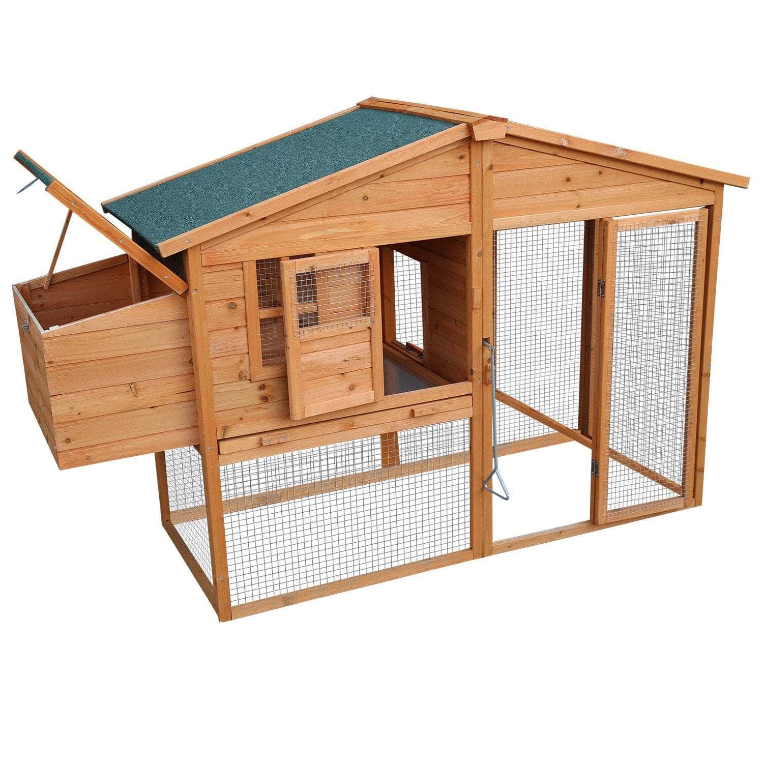 Spacious Chicken Coop & Rabbit Hutch with Ramp