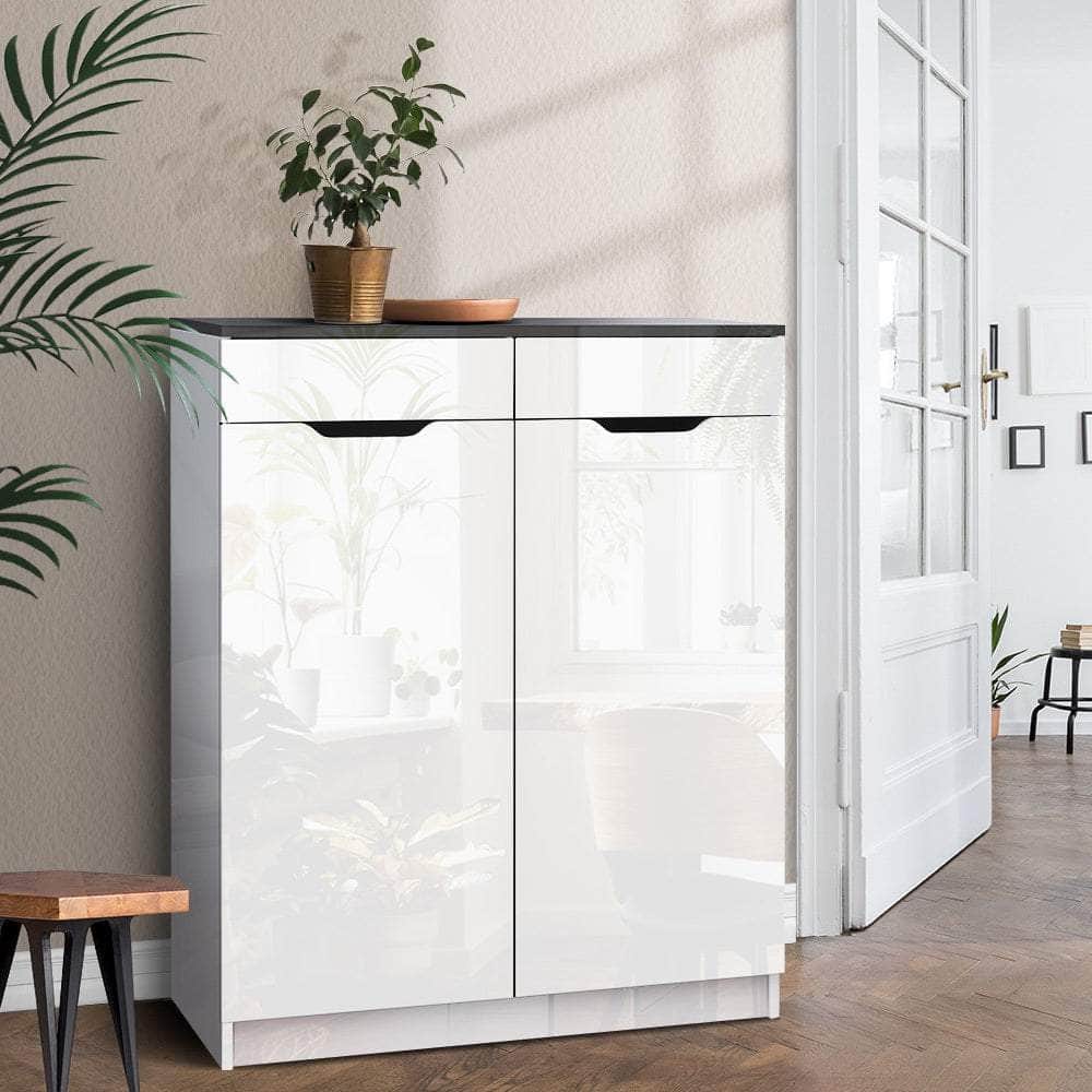 Spacious White Shoe Rack Cabinet - 30 Pairs