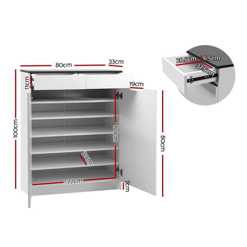 Spacious White Shoe Rack Cabinet - 30 Pairs