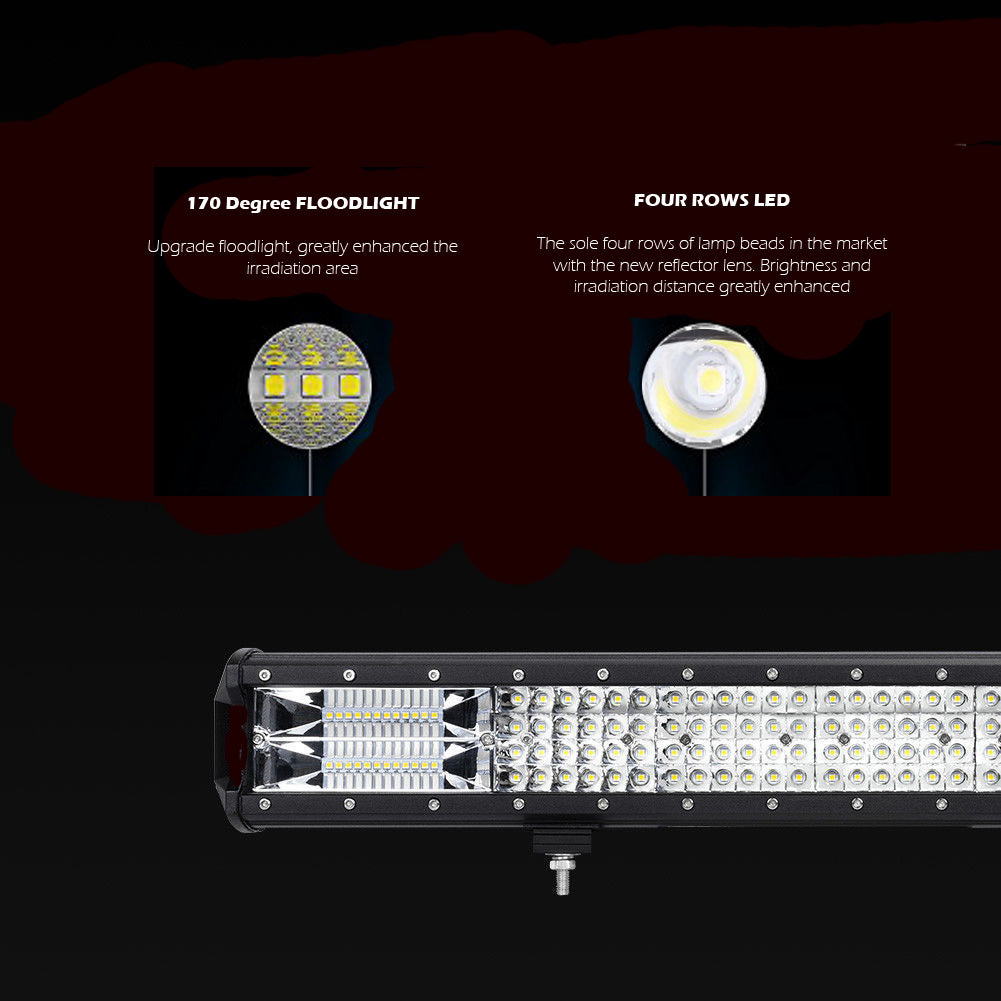 28" Philips Led Light Bar Quad Row Combo Beam Work Lamp 4Wd