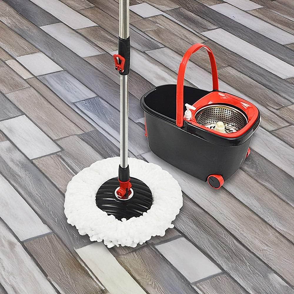 Spin Rotating Mop And Bucket Set - 4 Microfibre Mop Heads