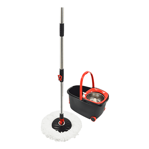 Spin Rotating Mop And Bucket Set - 4 Microfibre Mop Heads