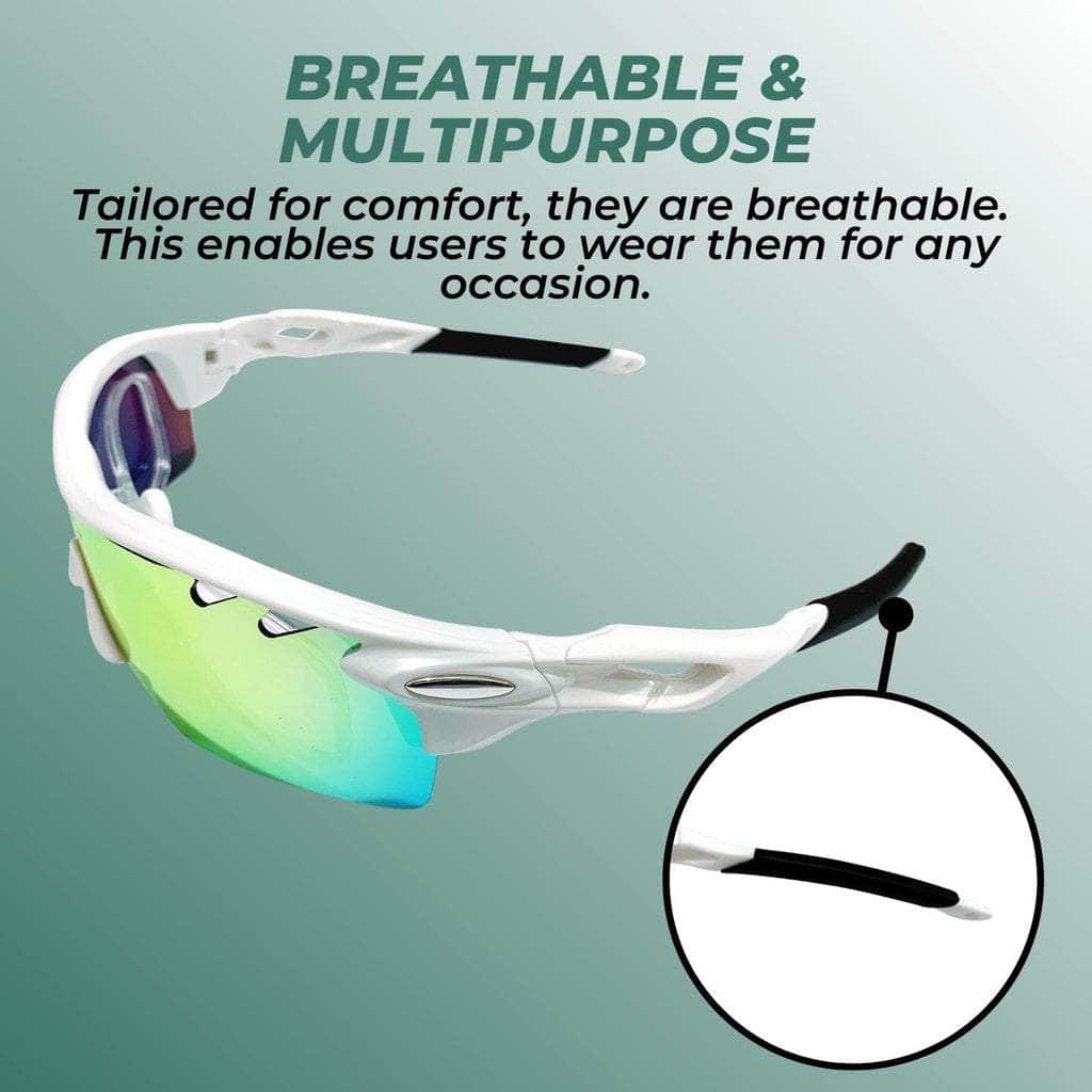 Sport Sunglasses Type 1 White Frame With Black End Tip