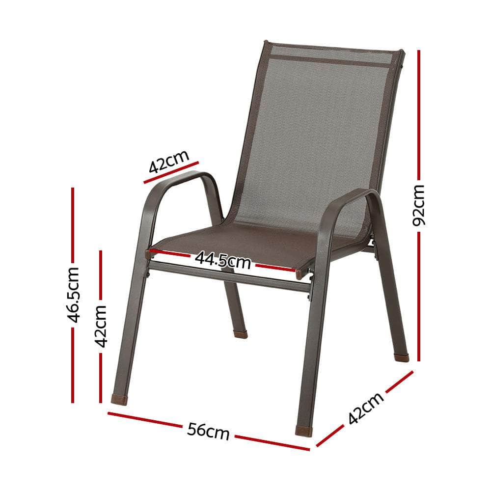 Stack Up Style: 6 Stackable Outdoor Dining Chairs in Elegant Brown