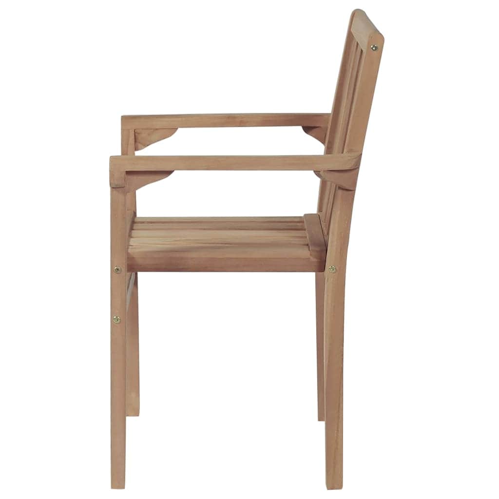 Stackable Garden Chairs 2 pcs Solid Teak Wood - Simple deals