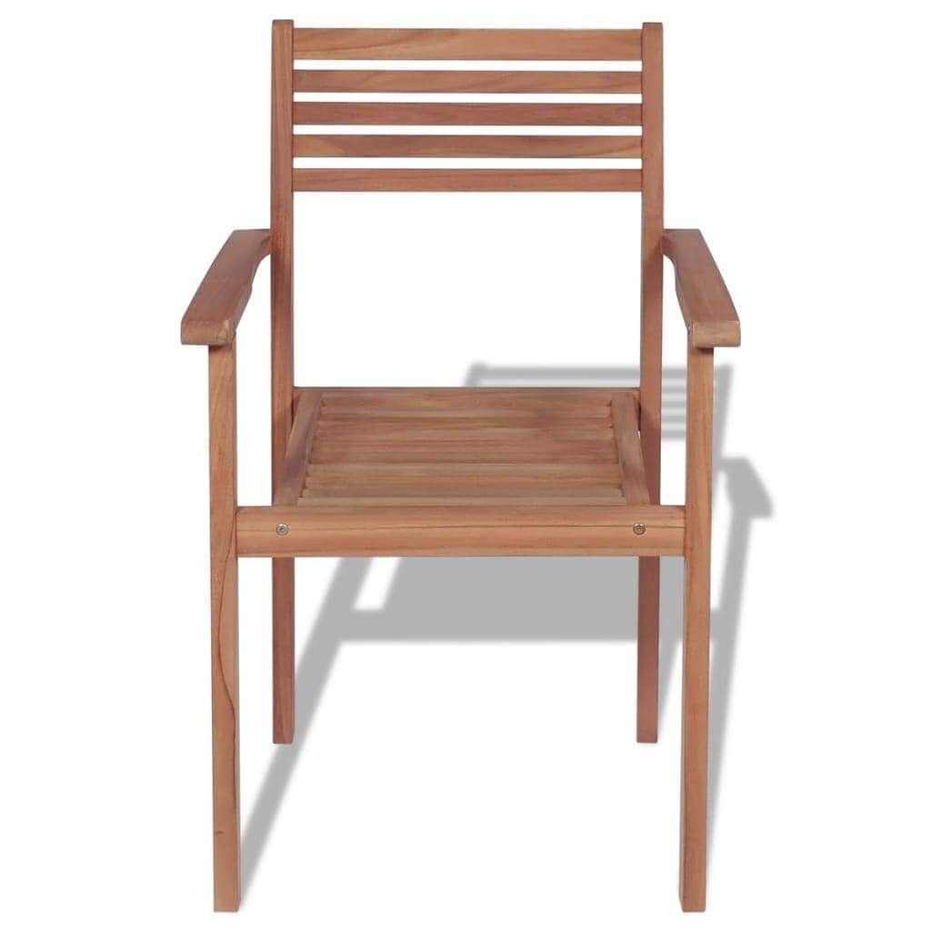 Stackable Garden Chairs 2 pcs Solid Teak Wood - Simple deals