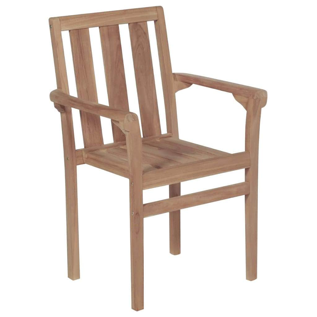 Stackable Garden Chairs 2 pcs Solid Teak Wood - Simple deals