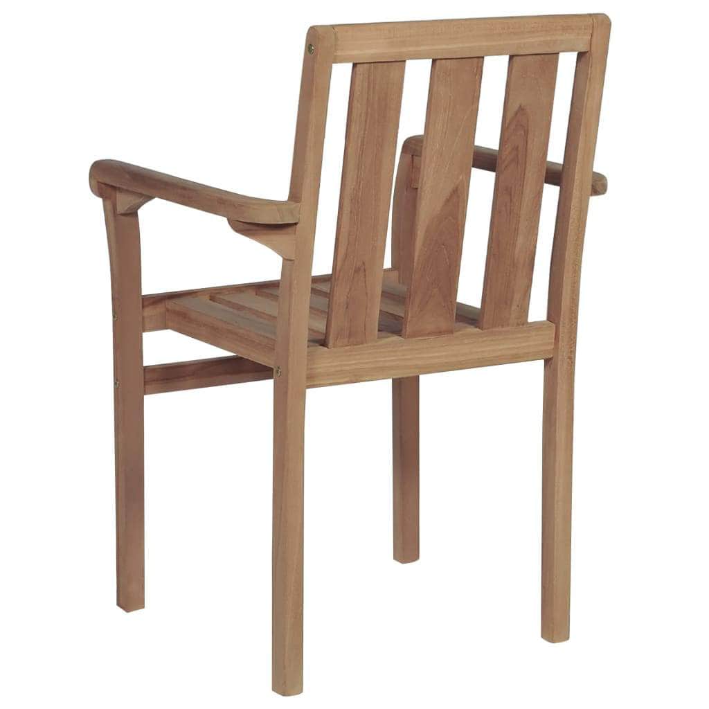 Stackable Garden Chairs 2 pcs Solid Teak Wood - Simple deals
