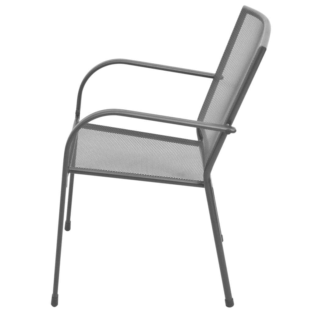 Stackable Garden Chairs 2 pcs Steel Grey - Simple deals
