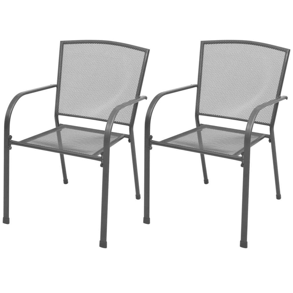 Stackable Garden Chairs 2 pcs Steel Grey - Simple deals