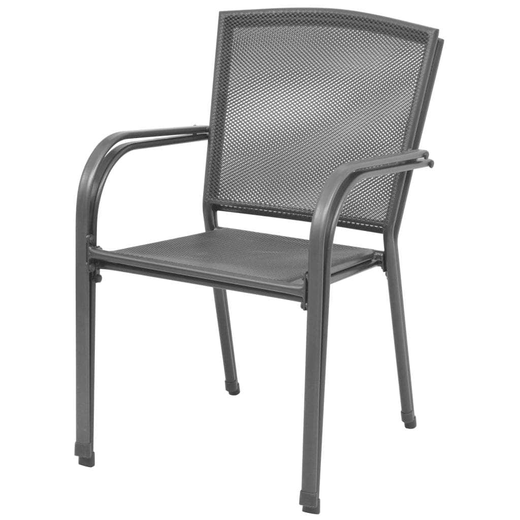 Stackable Garden Chairs 2 pcs Steel Grey - Simple deals
