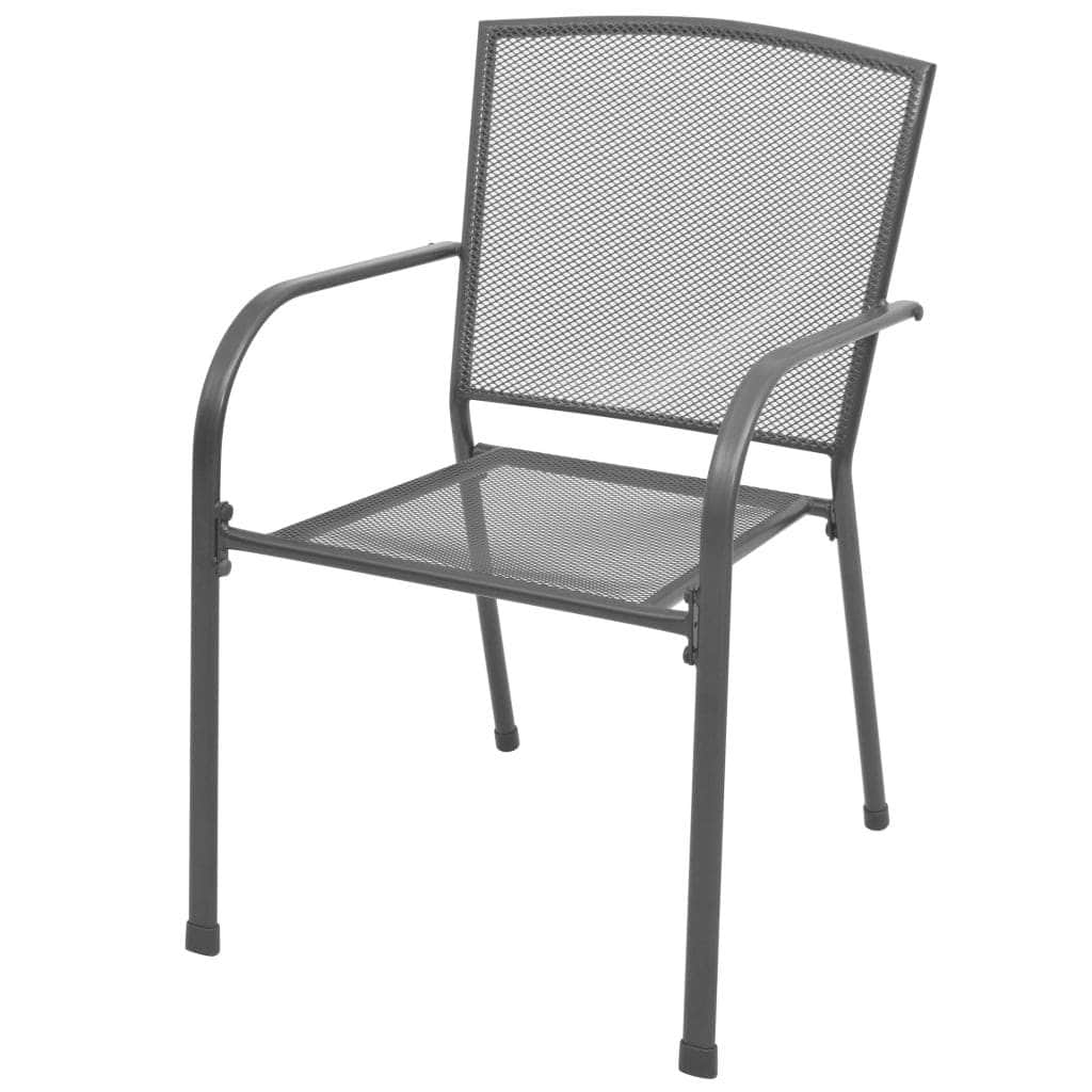 Stackable Garden Chairs 2 pcs Steel Grey - Simple deals