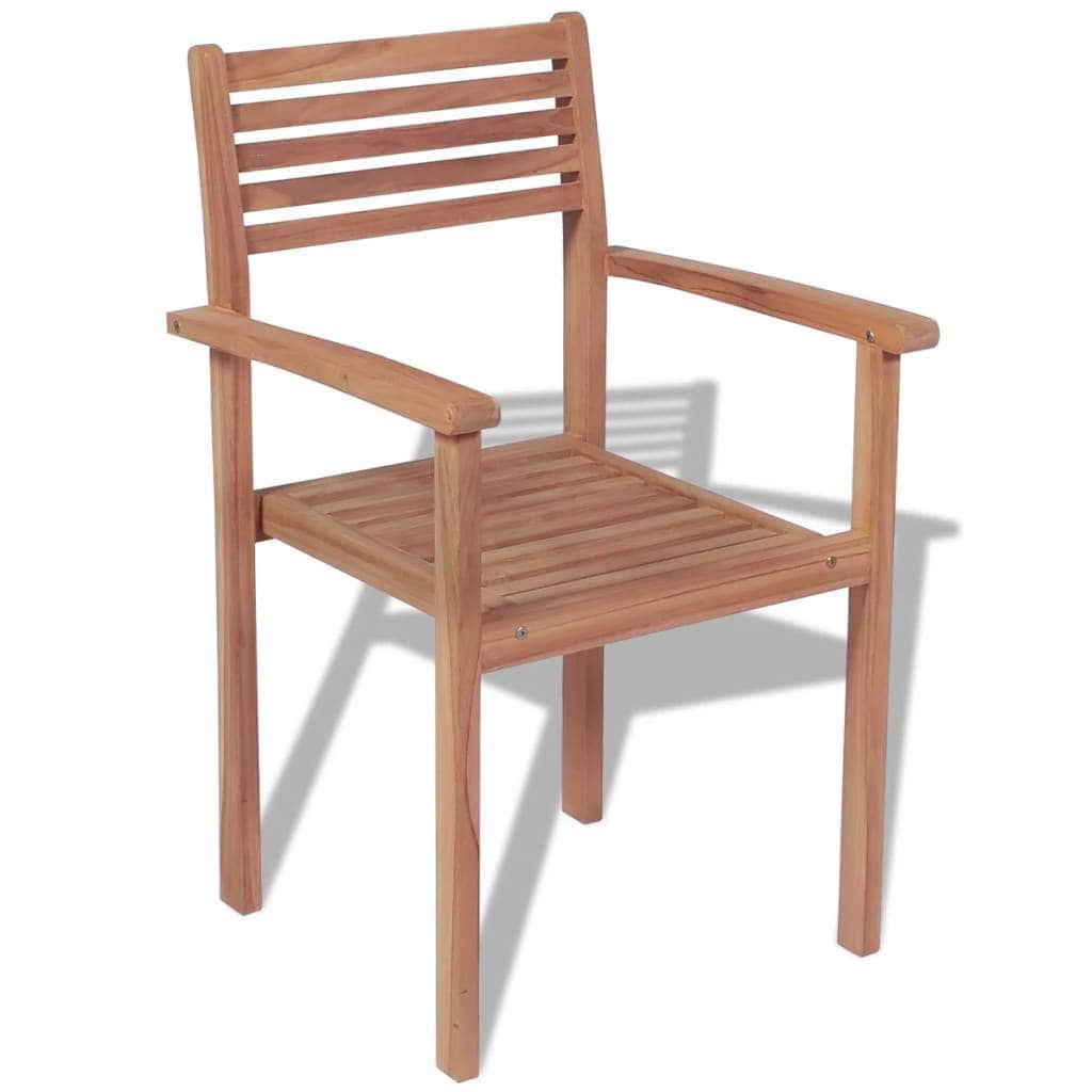 Stackable Garden Chairs 4 pcs Solid Teak Wood - Simple deals