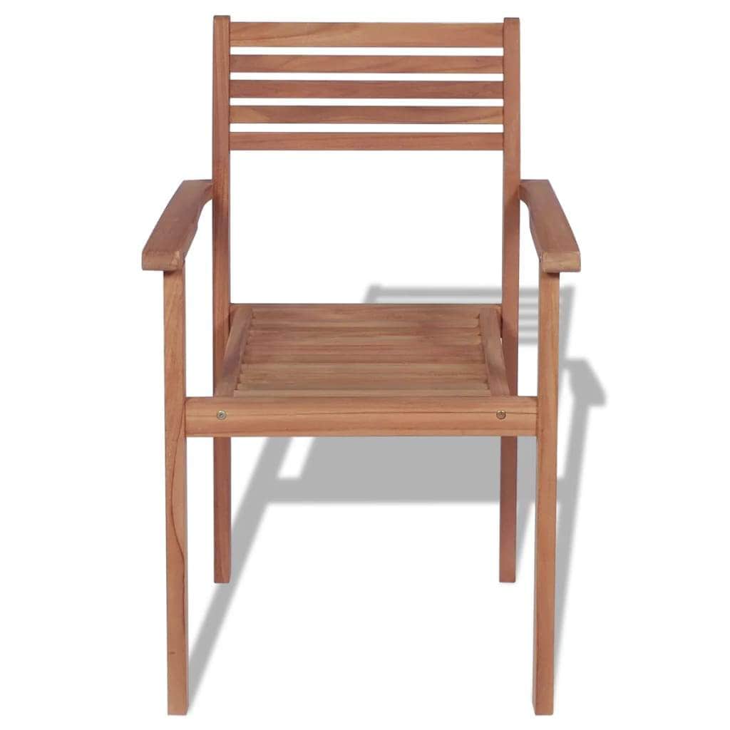 Stackable Garden Chairs 4 pcs Solid Teak Wood - Simple deals