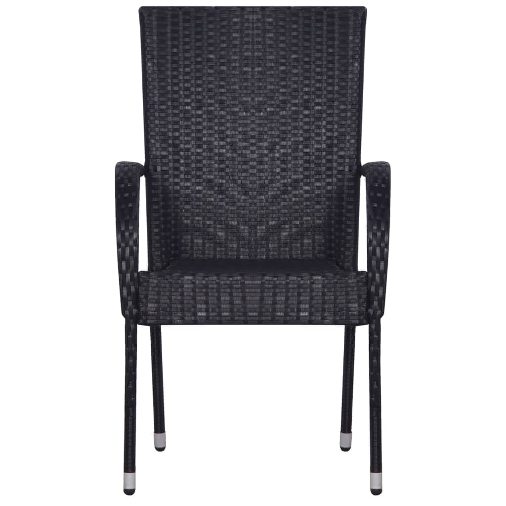 Stackable Outdoor Chairs 2 pcs Poly Rattan Black - Simple deals
